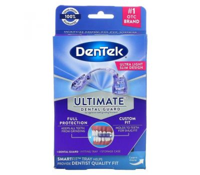 DenTek, Ultimate Dental Guard, ультралегкий / тонкий дизайн, 1 защитный кожух + 1 футляр для хранения + 1 лоток SmartFit