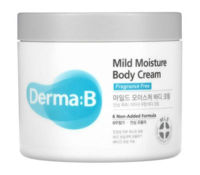 Derma:B, Mild Moisture Body Cream, Fragrance Free, 14.54 fl oz (430 ml)
