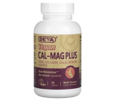 Deva, Premium Vegan Cal-Mag Plus, 90 Tablets