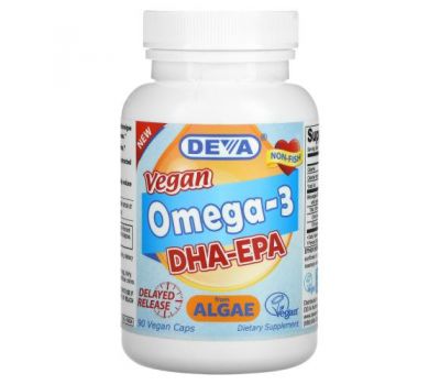 Deva, Vegan, Omega-3, DHA-EPA, 200 mg, 90 Vegan Caps