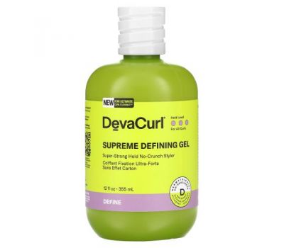 DevaCurl, Supreme Defining Gel, Super-Strong Hold No-Crunch Styler, 12 fl oz (355 ml)