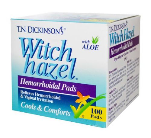 Dickinson Brands, T.N. Dickinson's Witch Hazel Hemorrhoidal Pads, with Aloe, 100 Pads