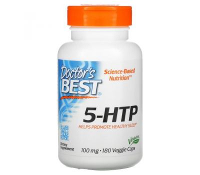 Doctor's Best, 5-HTP (5-гідрокситриптофан), 100 mg, 180 вегетаріанських капсул