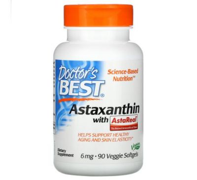 Doctor's Best, Astaxanthin with AstaReal, 6 mg, 90 Veggie Softgels