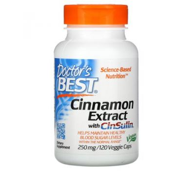 Doctor's Best, Cinnamon Extract with CinSulin, 250 mg, 120 Veggie Caps