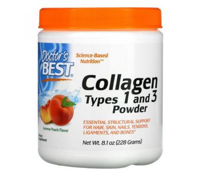 Doctor's Best, Collagen Types 1 and 3 Powder, Peach, 8.1 oz (228 g)
