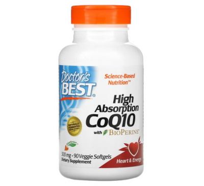 Doctor's Best, High Absorption CoQ10 with BioPerine, 300 mg, 90 Veggie Softgels