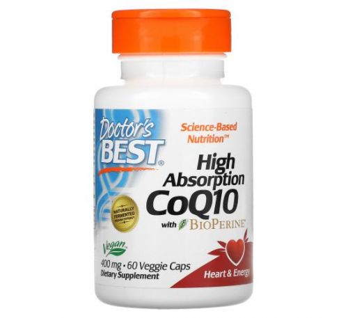 Doctor's Best, High Absorption CoQ10 with BioPerine, 400 mg, 60 Veggie Caps