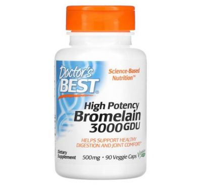 Doctor's Best, High Potency Bromelain 3000 GDU, 500 mg, 90 Veggie Caps