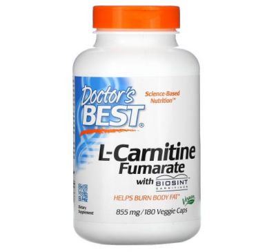 Doctor's Best, L-карнітин фумарат із карнітинами Biosint, 855 мг, 180 вегетаріанських капсул
