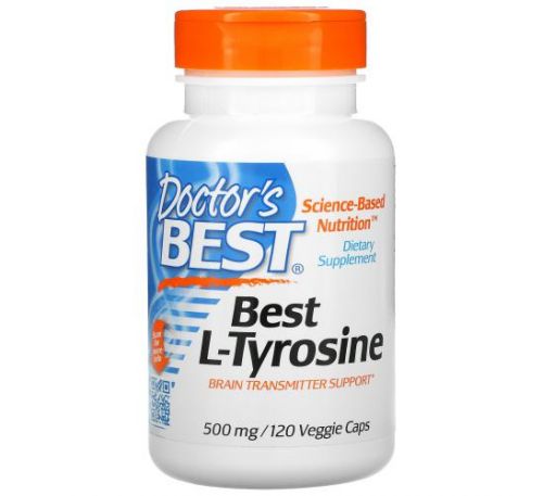 Doctor's Best, L-тирозин, 500 мг, 120 рослинних капсул