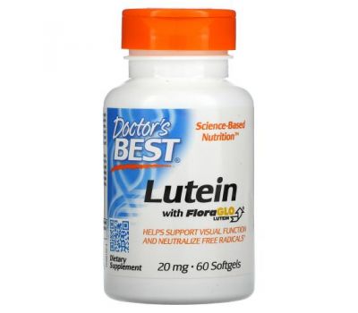 Doctor's Best, Lutein with FloraGlo Lutein, 20 mg, 60 Softgels