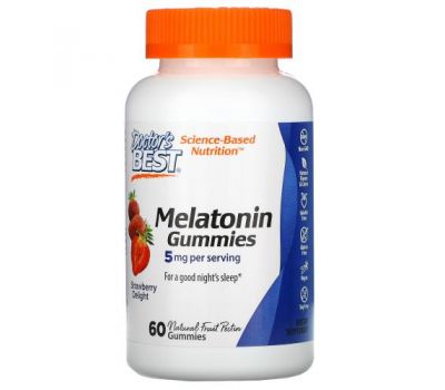 Doctor's Best, Melatonin Gummies, Strawberry Delight, 2.5 mg, 60 Gummies