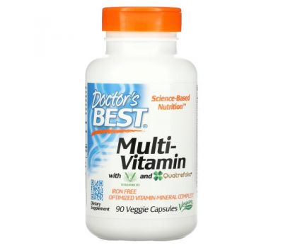 Doctor's Best, Multi-Vitamin with Vitashine D3 and Quatrefolic, 90 Veggie Capsules