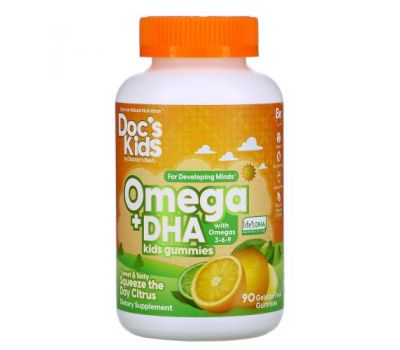 Doctor's Best, Omega + DHA Kids Gummies, Citrus, 90 Gelatin-Free Gummies