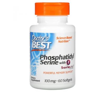 Doctor's Best, Phosphatidylserine with SerinAid, 100 mg, 60 Softgels