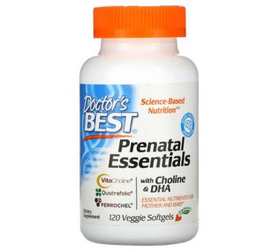 Doctor's Best, Prenatal Essentials, с холином и ДГК, 120 вегетарианских капсул