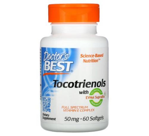 Doctor's Best, Tocotrienols with EVNol SupraBio, 50 mg, 60 Softgels