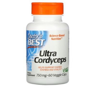 Doctor's Best, Ультра кордицепс, 750 мг, 60 вегетаріанських капсул