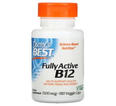 Doctor's Best, активний вітамін B12, 1500 мкг, 180 веганських капсул