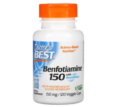 Doctor's Best, бенфотіамін 150 з BenfoPure, 150 мг, 120 рослинних капсул