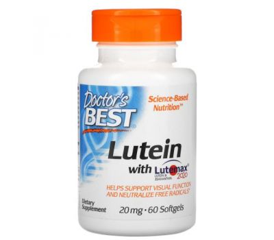 Doctor's Best, лютеїн з Lutemax 2020, 20 мг, 60 капсул