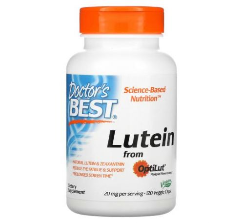 Doctor's Best, лютеїн з OptiLut, 10 мг, 120 веганських капсул