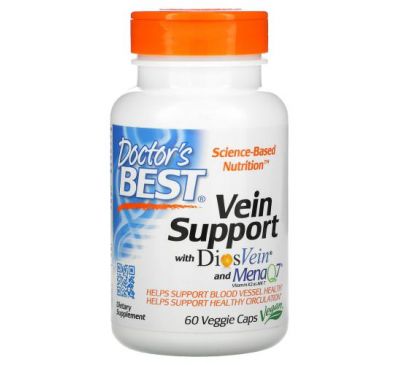 Doctor's Best, підтримка для вен з DiosVein і MenaQ7, 60 вегетаріанських капсул