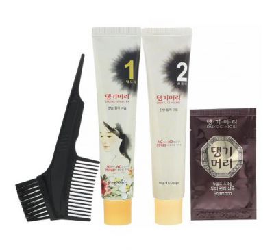 Doori Cosmetics, Daeng Gi Meo Ri, краска для волос с лекарственными травами, оттенок темно-каштановый, 1 набор