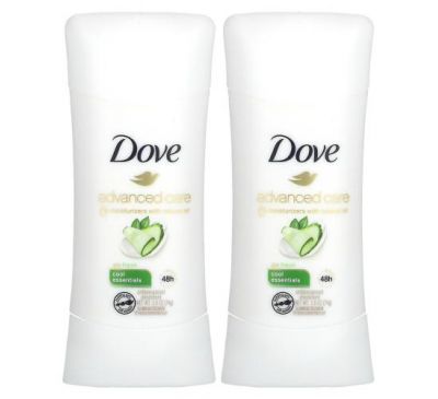 Dove, Advanced Care, дезодорант-антиперспірант, свіжість, набір з 2 шт. по 74 г (2,6 унції)