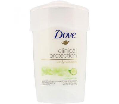 Dove, Clinical Protection, Prescription Strength, дезодорант-антиперспірант, прохолода, 48 г (1,7 унції)