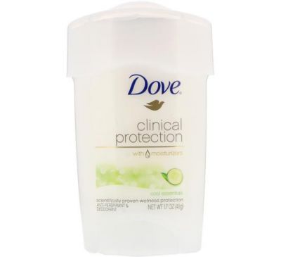Dove, Clinical Protection, Prescription Strength, дезодорант-антиперспірант, прохолода, 48 г (1,7 унції)
