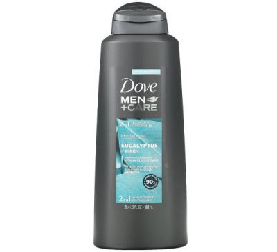 Dove, Men+Care, 2 In 1 Shampoo + Conditioner, Revitalizing, Eucalyptus + Birch, 20.4 fl oz (603 ml)