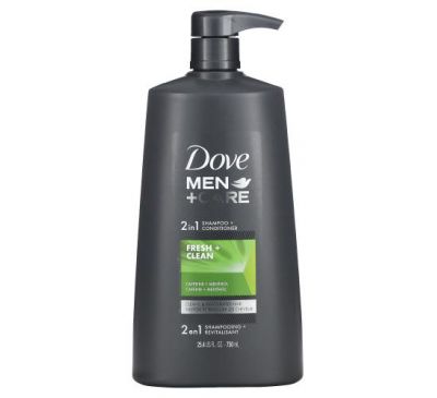 Dove, Men+Care, 2 in 1 Shampoo + Conditioner, Fresh & Clean, 25.4 fl oz (750 ml)