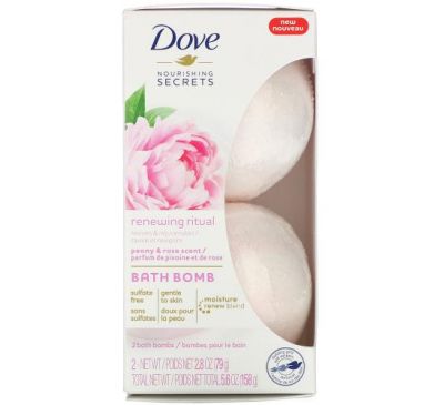 Dove, Nourishing Secrets, Bath Bombs, Peony and Rose, 2 Bath Bombs, 2.8 oz (79 g) Each
