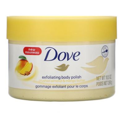 Dove, відлущувальний скраб для тіла, подрібнений мигдаль і мангове масло, 298 г (10,5 унції)