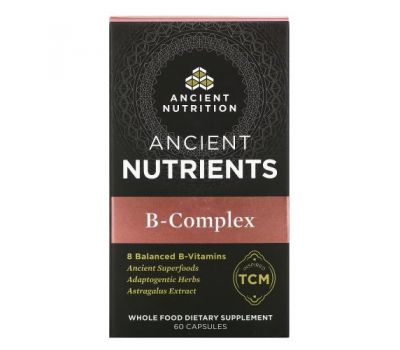 Dr. Axe / Ancient Nutrition, Ancient Nutrients, комплекс витаминов группы B, 60 капсул