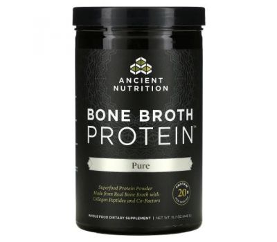 Dr. Axe / Ancient Nutrition, Bone Broth Protein, чистый протеиновый порошок, 446 г (15,7 унции)