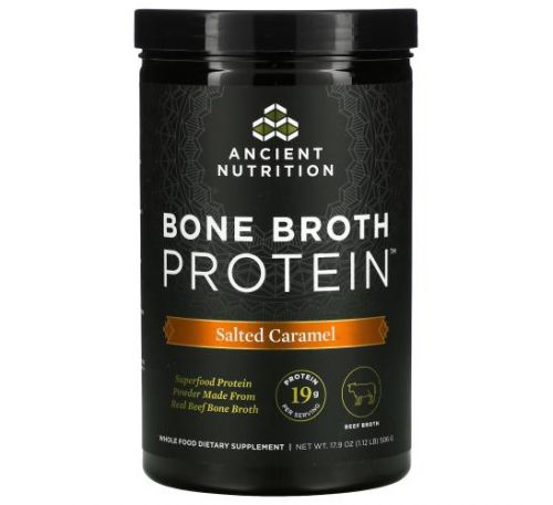 Dr. Axe / Ancient Nutrition, Bone Broth Protein, Salted Caramel, 1.12 lb (506 g)
