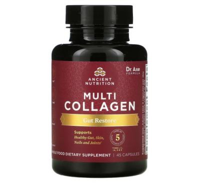 Dr. Axe / Ancient Nutrition, Multi Collagen, Gut Restore, 45 Capsules