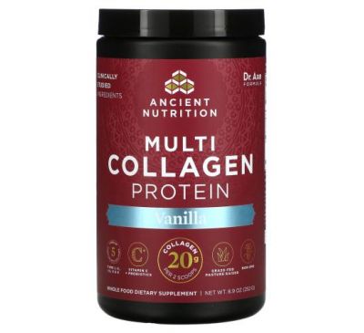 Dr. Axe / Ancient Nutrition, Multi Collagen Protein, Vanilla, 8.9 oz (252 g)