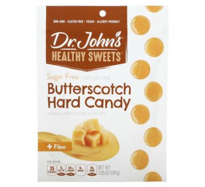 Dr. John's Healthy Sweets, Butterscotch Hard Candy, + Fiber, Sugar Free, 3.85 oz (109 g)