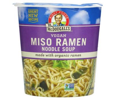 Dr. McDougall's, Vegan Miso Ramen Noodle Soup, 1.9 oz (53 g)