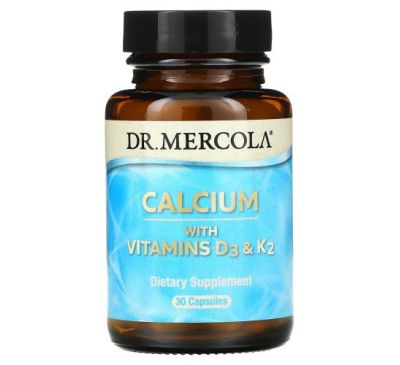 Dr. Mercola, Кальций с витаминами D3 & K2, 30 капсул