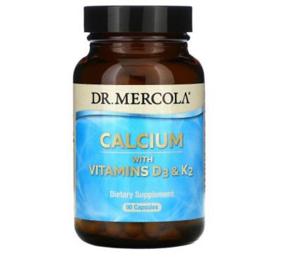 Dr. Mercola, кальций с витаминами D3 и К2, 90 капсул