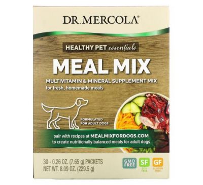 Dr. Mercola, Meal Mix, Multivitamin and Mineral Supplement Mix for Adult Dogs, 30 Packets, 0.26 oz (7.65 g) Each