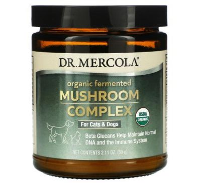 Dr. Mercola, Organic Fermented Mushroom Complex, For Cats & Dogs, 2.11 oz (60 g)