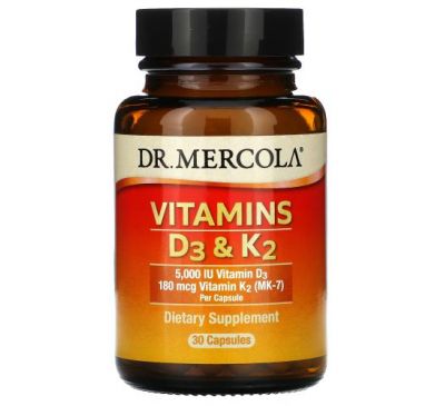 Dr. Mercola, Вітаміни D3 і K2, 30 капсул