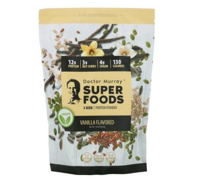 Dr. Murray's, Super Foods, порошок из 3 видов протеина, ваниль, 453,5 г (16 унций)