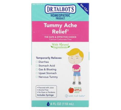 Dr. Talbot's, Tummy Ache Relief, 6m-12yr, Natural Apple Juice Flavor, 4 fl oz (118 ml)